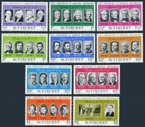 St Vincent 435-444,444a,MNH.Michel 411-420,Bl.5. US-200,1976.Presidents.