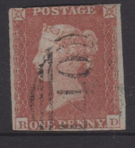 Great Britain 1841 QV 1d Red Brown Sc#3 Imperf Used RD