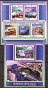 Guinea Bissau 2017 Modern Trains sheet + S/S MNH