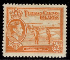 TURKS & CAICOS ISLANDS GVI SG199, 2½d yellow-orange, M MINT. Cat £13.