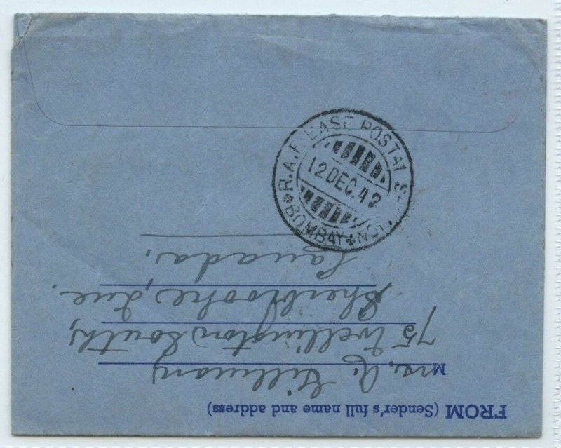 Secret messages censored under stamps 1943 Military > INDIA air letter Canada