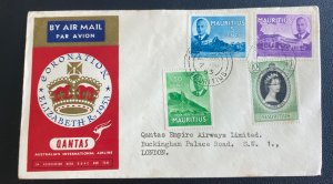 1953 Port Louis Mauritius First Day Cover  To England Queen Elizabeth 2 Coronar