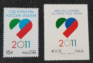 *FREE SHIP Italy Russia Joint Issue Cultural Exchange Year 2011 (stamp pair) MNH