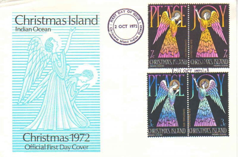 Chistmas Island Scott 55a-58a Unaddressed with small crease at top left.