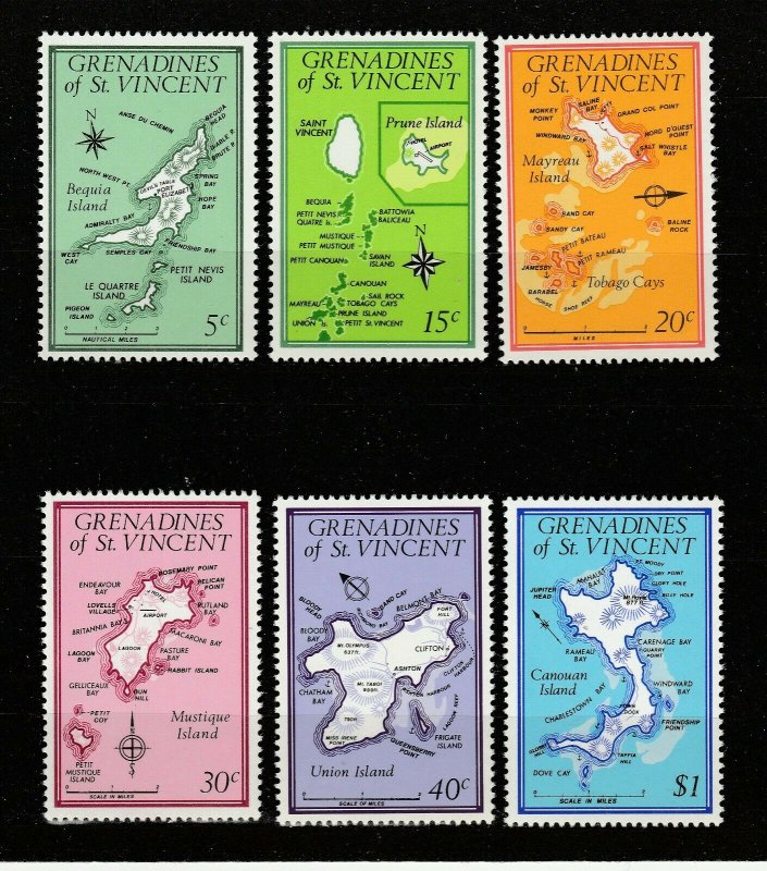 St Vincent Grenadines 1974 complete set Fine MNH** Islands Geography Maps A5552