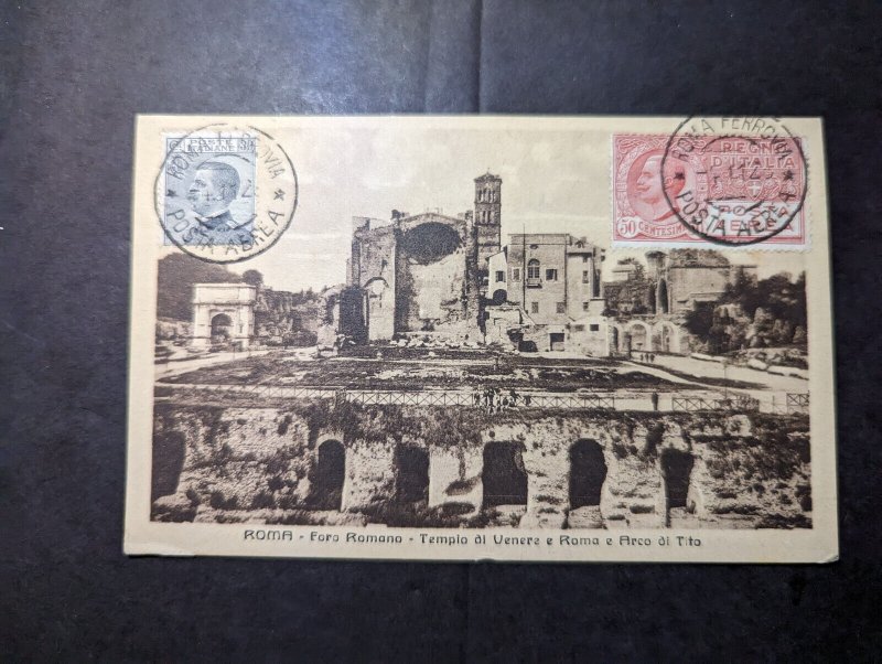 1928 Italy Postcard Cover Rome to Milan