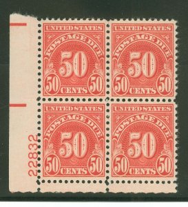 United States #J86a Unused Plate Block