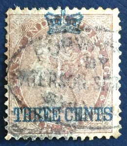 MALAYA Straits Settlements 1867 3c on India QV 1a Used SG#3 M2811