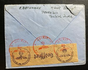 1940s Dehra Dun India POW Prisoner Of War Camp Cover To Berg Germany Bethmann