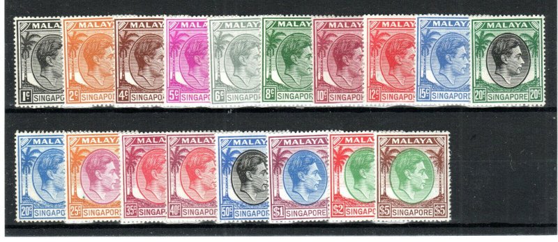 Singapore 1948-52 perf 17 1/2 x 18 set to $5 SG 16-30 MH