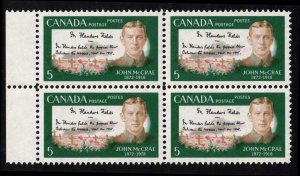 CANADA - 5c John McCrae - SC487 Mint NH Block 1968