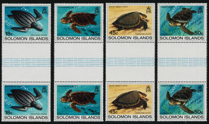 Solomon Islands 489-92 Gutter Pairs MNH Turtles