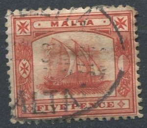 Malta Sc#44 Used, 5p dl red, Definitives 1904-1914: King Edward VII (1904)