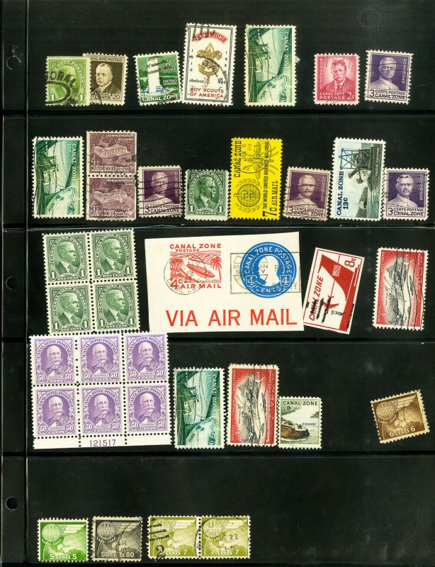 Canal Zone Early Clean Stamp Collection