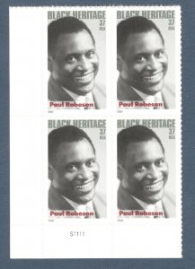 2004 - Paul Robeson Plate Block Of 4 37c Postage Stamps, Sc# 3834, MNH, OG