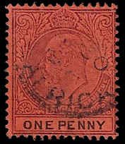 Lagos #41 Used; 1p King Edward VII (1904) (2)