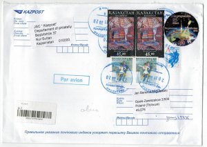 Kazakhstan 2020 Registered Cover to Poland Stamps Space Astronauts Olympics Spor