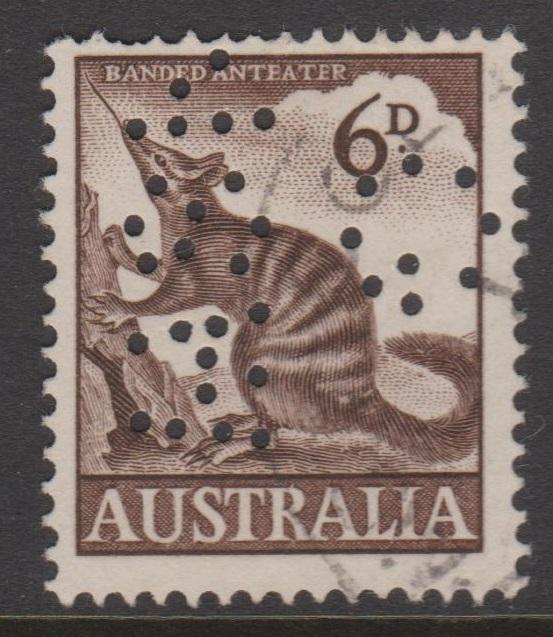 Australia SG316 6d Anteater VFU Perfin G NSW