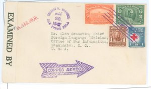 Honduras  1942 Censorship, Censored Air to Future Sen. Alan Cranston, D-CA