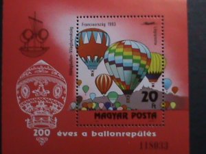 HUNGARY-1983 200TH ANNIVERSARY-HOT BALLONS MNH S/S SHEET.-VERY FINE