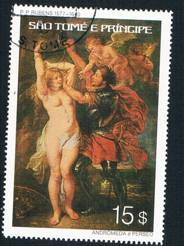 St Thomas & Prince 444 Used Painting Ruben Nude 2 1977 (BP78604)