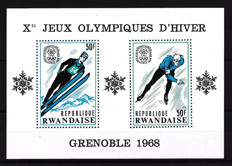 [61091] Rwanda 1968 Olympic games Grenoble Ski jumping Skating MNH Sheet