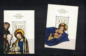 2 Germany Christmas Souvenir Sheets. Mint Sweated Gum.  #02 GERMCHRIST