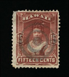 GENUINE HAWAII SCOTT #41 F-VF USED 1882 RED BROWN QUEEN KAPIOLANI  #15827
