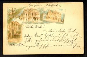 HUNGARY 1896 2f 1000TH ANNIVERSAY Illustrated Postal Card THEATERS OF BUDAPEST