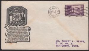 1934 Wisconsin 300 yrs Sc 739-11 Anderson 2nd day