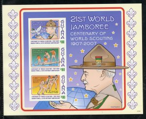 GUYANA SCOTT #3975 21st WORLD SCOUTING JAMBOREE BADEN POWELL IMPERFORATE  SHEET