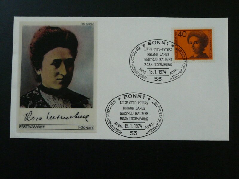 women's rights feminism Rosa Luxemburg judaica FDC 1974 Germany 83543