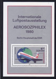 Germany DDR B191 MNH 1980 AEROAOZPHILEX Airpost Expo Berlin Souvenir Sheet