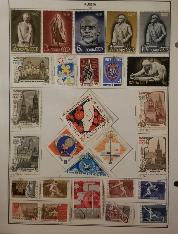 RUSSIA USSR CCCP 1967 Used CTO Stamp Lot  Album Page T14178