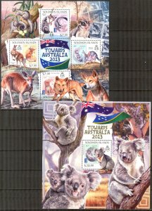 Solomon Islands 2013 Fauna of Australia Koala Kangaroos sheet + S/S MNH