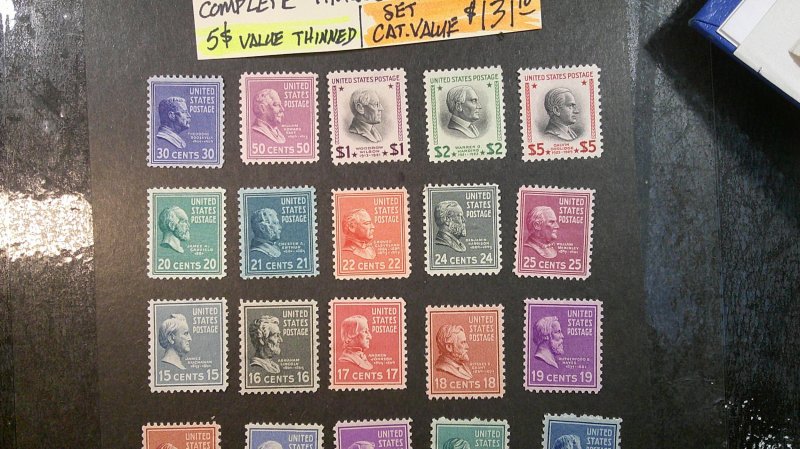 U.S.A 1938 Presidential issue Scott# 803-834 complete hinged set