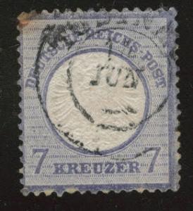 Germany Scott 24 Used 1872 embossed Large shield cnr stain