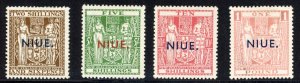 Niue 1941-45 New Zealand Postal-Fiscal Stamps Ovpt Sc# 86-89 Mint VF/XF OG VLH ⚡