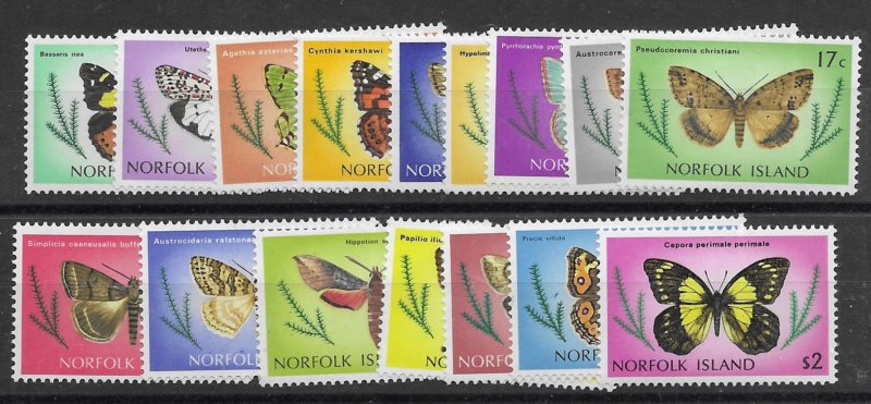 Norfolk Island 201-17   1976  set butterflies - 210 