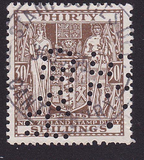 NEW ZEALAND ARMS TYPE STAMP DUTY 30/- used..................................7755