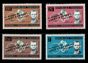 Togo 1964 - Slavery Emancipation, JFK OVPT - Set of 4v - Scott 473-75, C41 - MNH