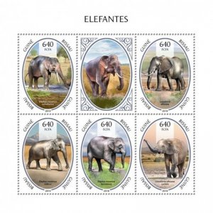 Guinea-Bissau - 2018 Elephants - 6 Stamp Sheet - GB18803a