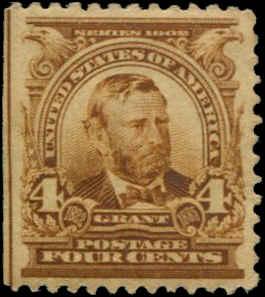 USA SC# 303 Gen Grant 4c Natural streight edge MNH