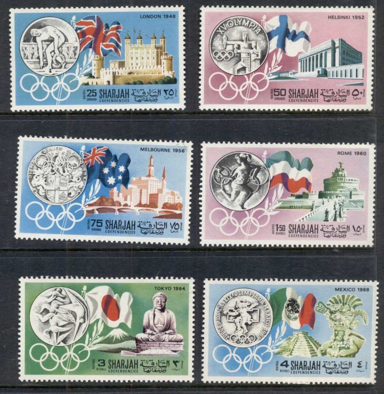 Sharjah 1968 Mi#496-501 History of the Olympic Games MUH