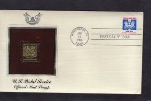 O135 Official Mail, FDC PCS Gold Replica