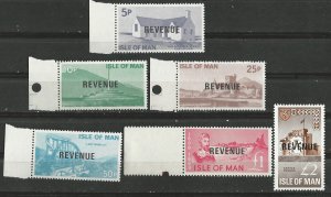 Great Britain-Isle Man   REVENUE overprints (6)  Mint NH