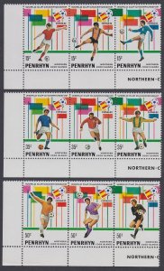 Penrhyn World Football Championship Spain 3 Corner strips 1981 MNH