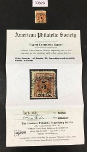 US CUBA POSSESSIONS # 182 USED $165 APS CERT LOT #30826