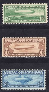 MOMEN: US STAMPS #C13-C15 GRAF ZEPPELIN SET MINT OG NH VF 3 PF CERTS LOT #79280*