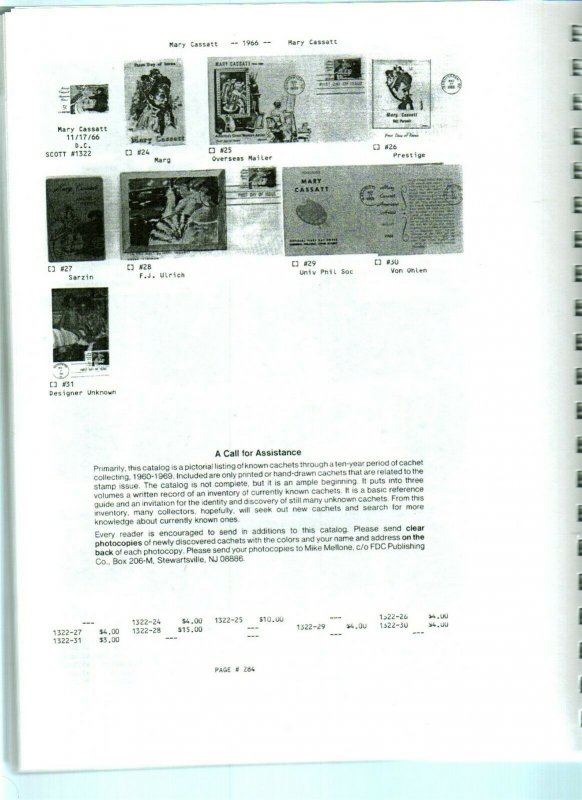 Mellone Specialized Cachet Catalog of First Day Covers of the 1960s Includes C76